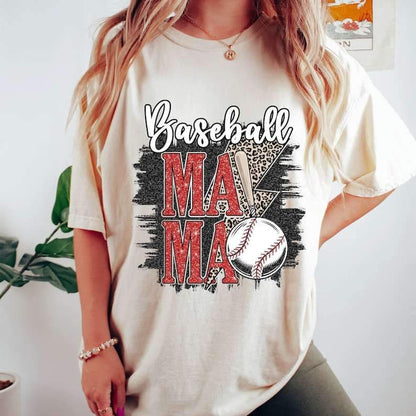 Baseball mama leopard bolt 25973 DTF transfer