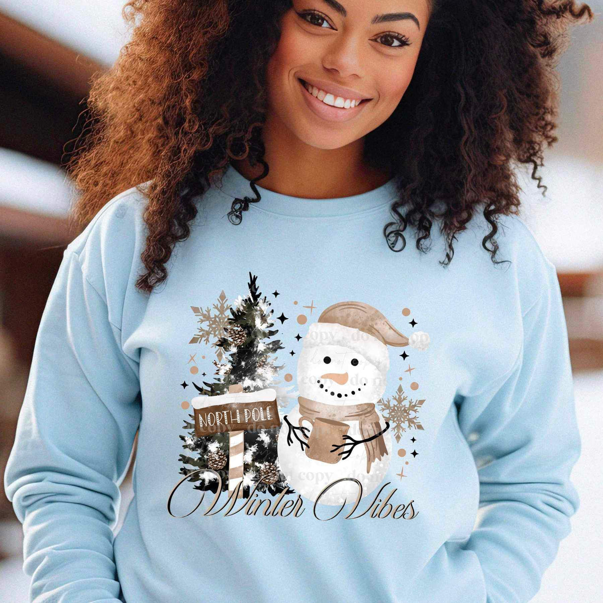 Winter vibes (snowman with tree) 16051 DTF Transfer