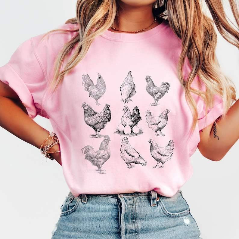 Chicken sketch collage 26017 DTF transfer