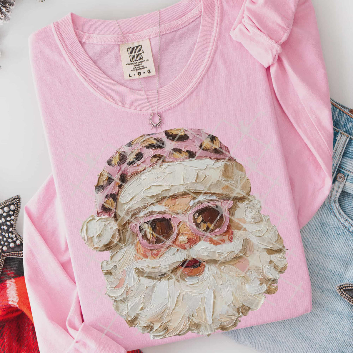 Pink Cheetah Faux Painted Santa (TTD) DTF Transfer