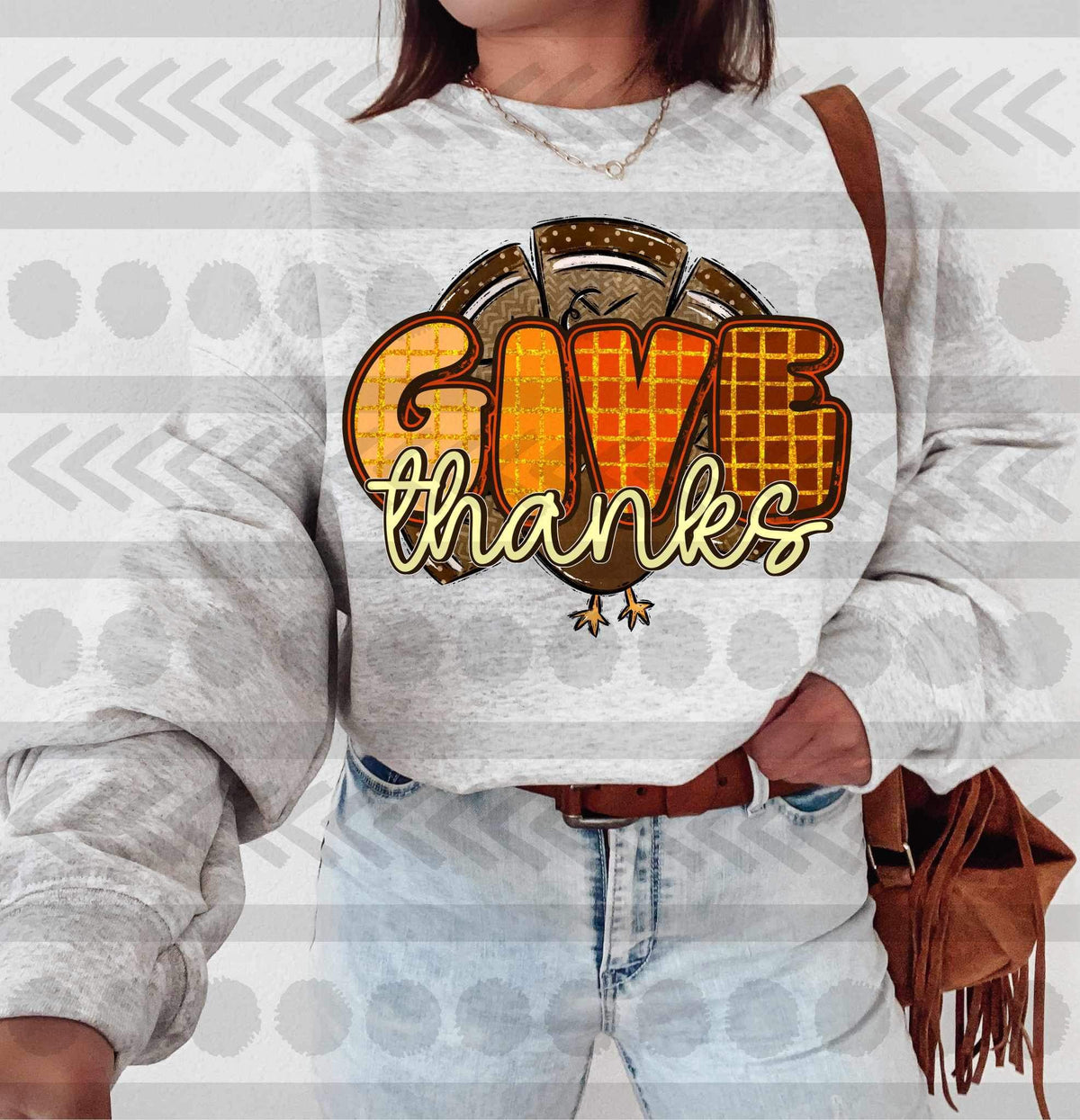 Give thanks (orange and yellow font with turkey) 16041 DTF Transfer