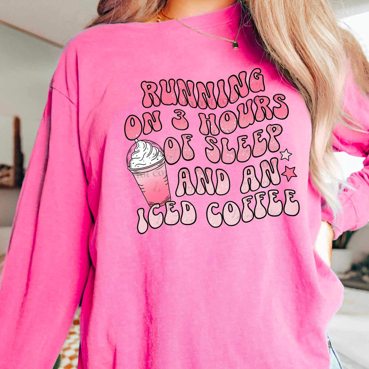 Running on 3 hours of sleep and an iced coffee (pink ombre with latte) 16037 DTF Transfer