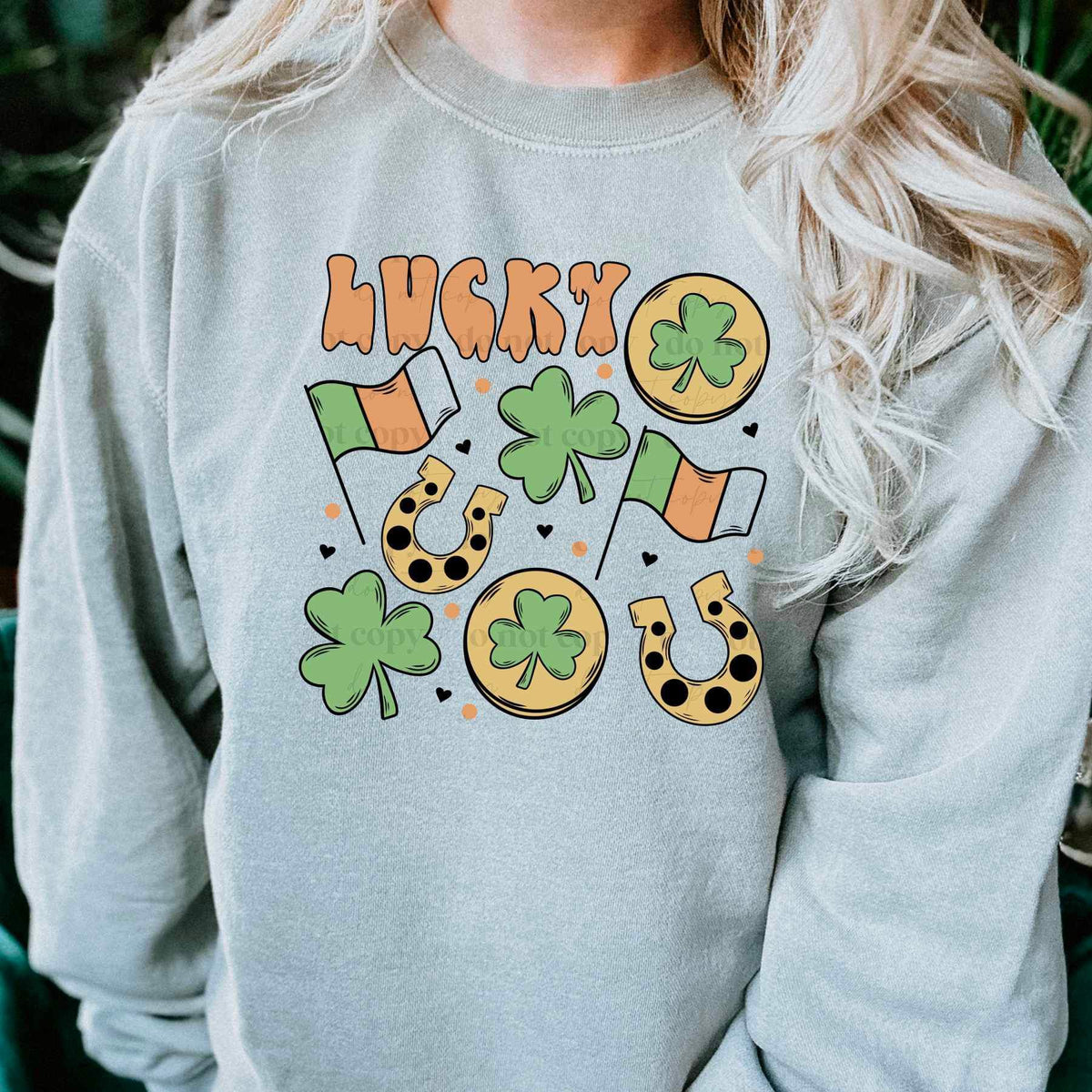Lucky (green yellow orange with charms) 16035 DTF Transfer