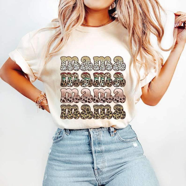 Mama stacked glitter and leopard 26012 DTF transfer