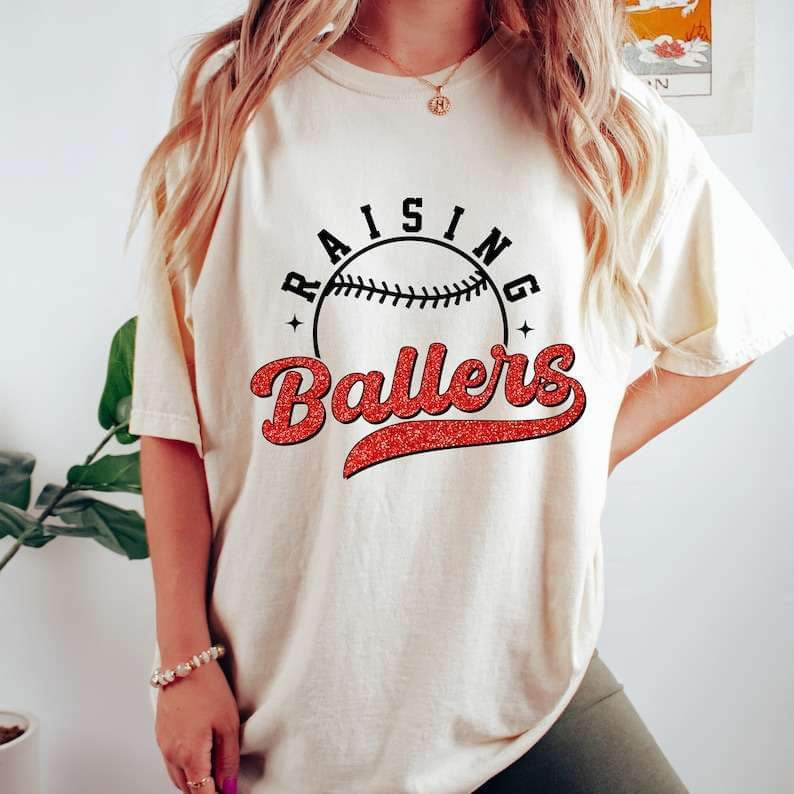 Raising ballers black and red font 25966 DTF transfer