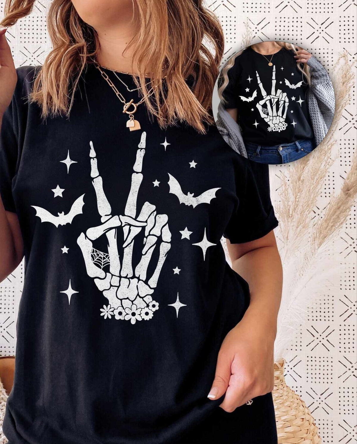 Peace sign with bats WHITE (WSB) 36014 DTF transfer