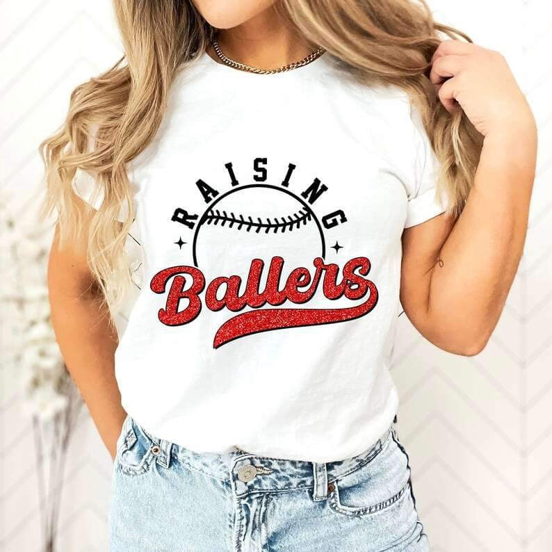 Raising ballers black and red font 25966 DTF transfer
