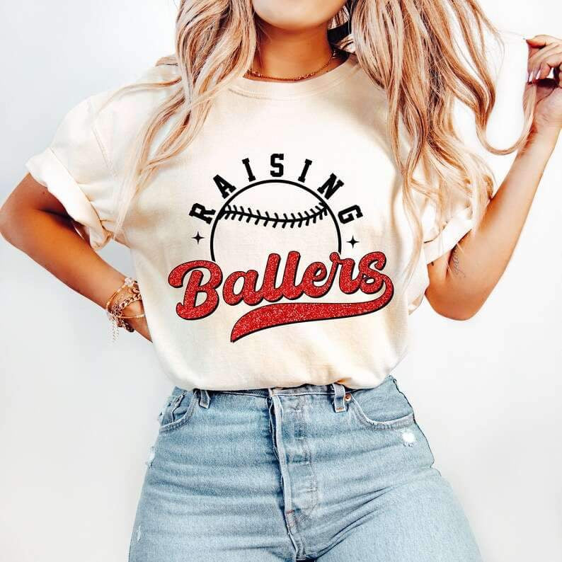 Raising ballers black and red font 25966 DTF transfer