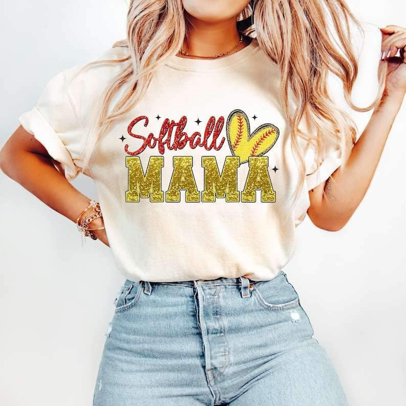 softball mama yellow sequin 25957 DTF transfer