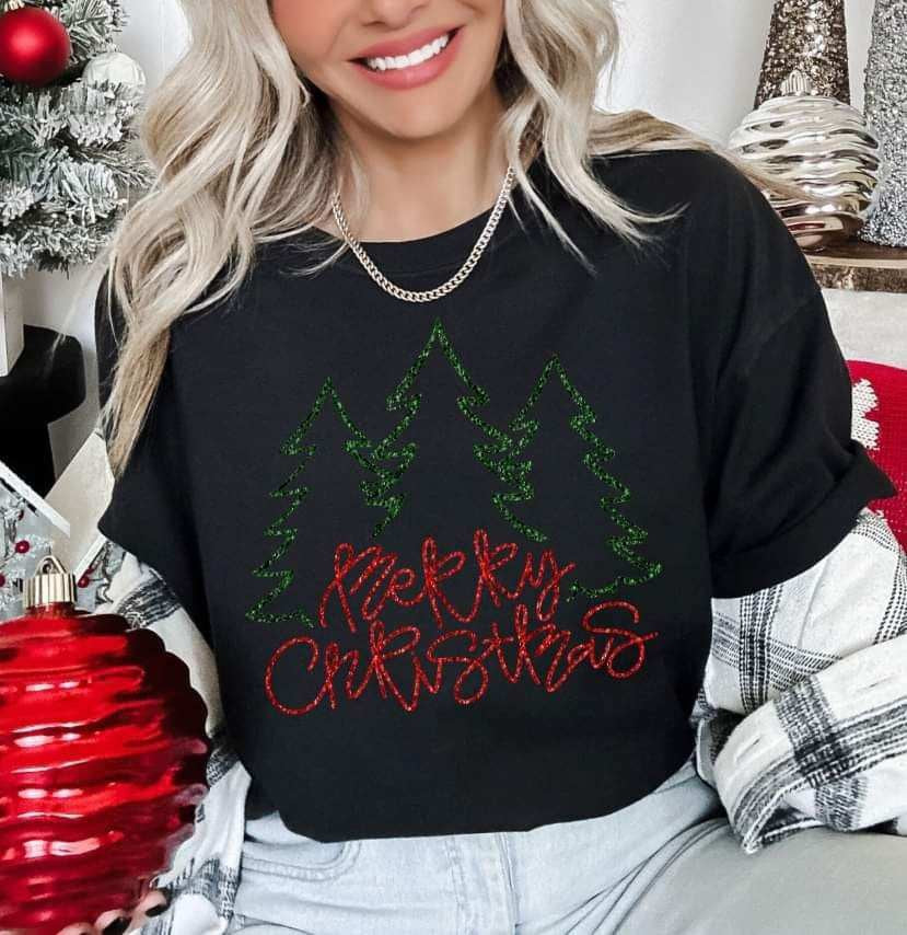 Merry Christmas tree outline (S&G) 70374 DTF transfer