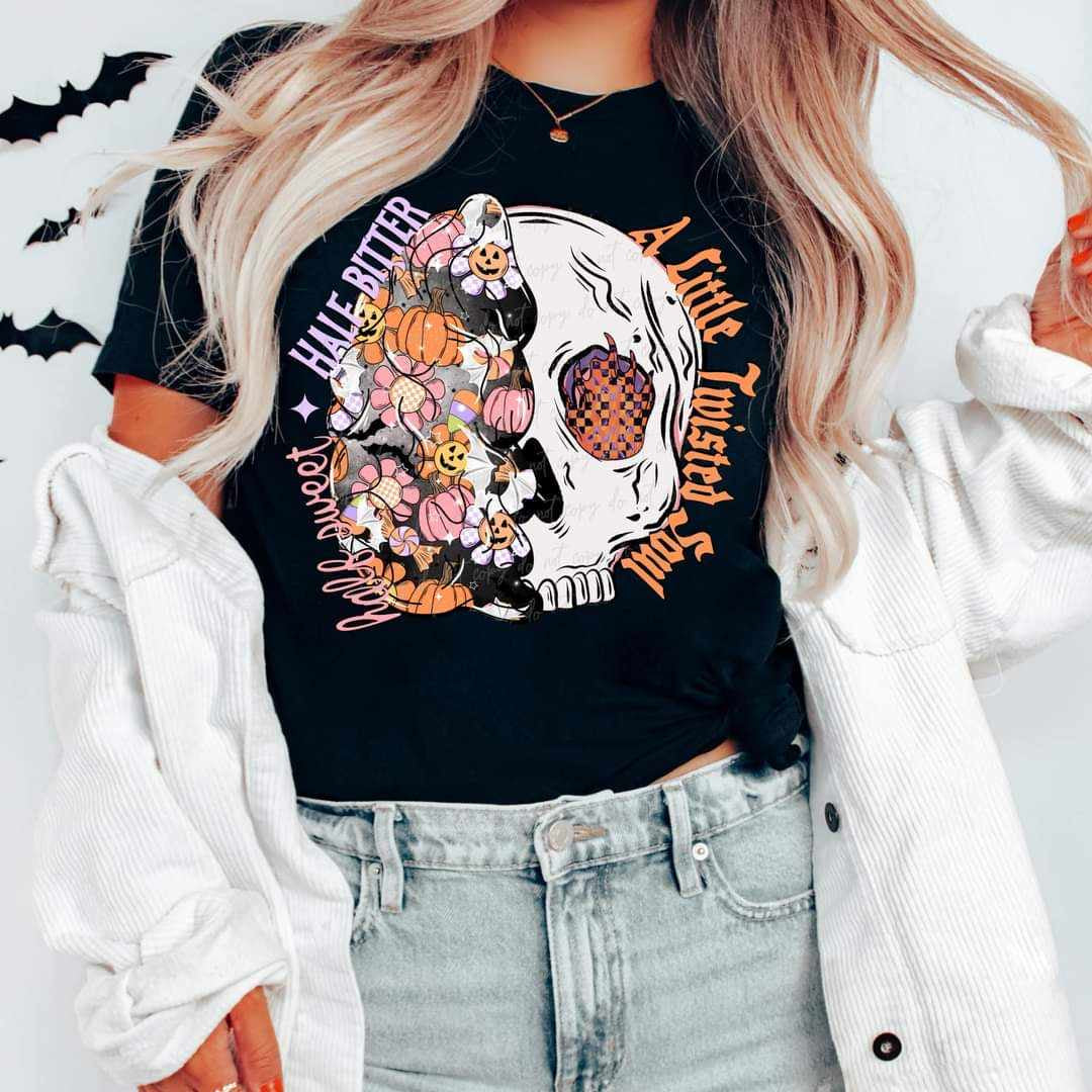 Half sweet half bitter a little twisted soul fall skull (VIRGO) 36081 DTF transfer
