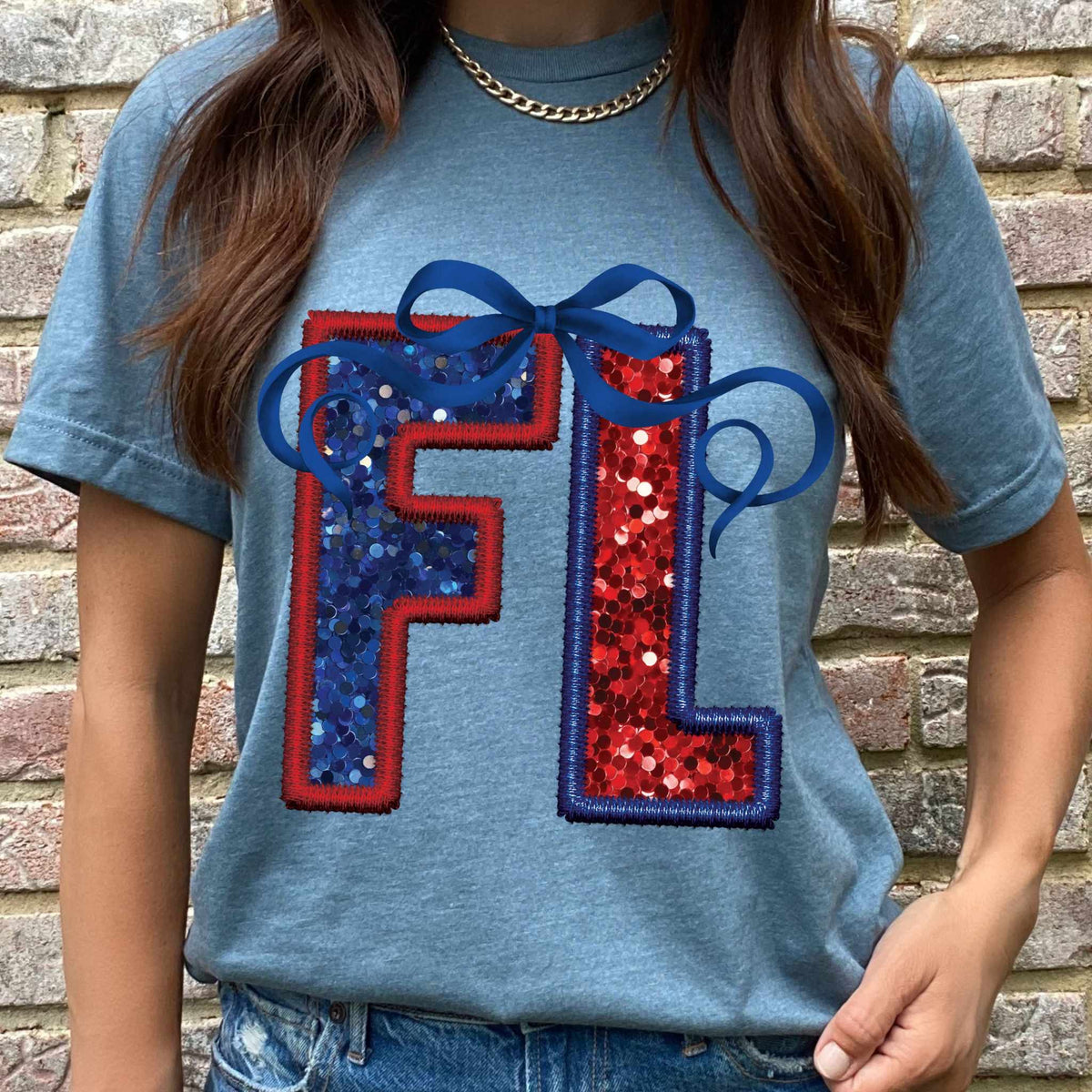 FL blue and red with bow 36131 DTF transfer