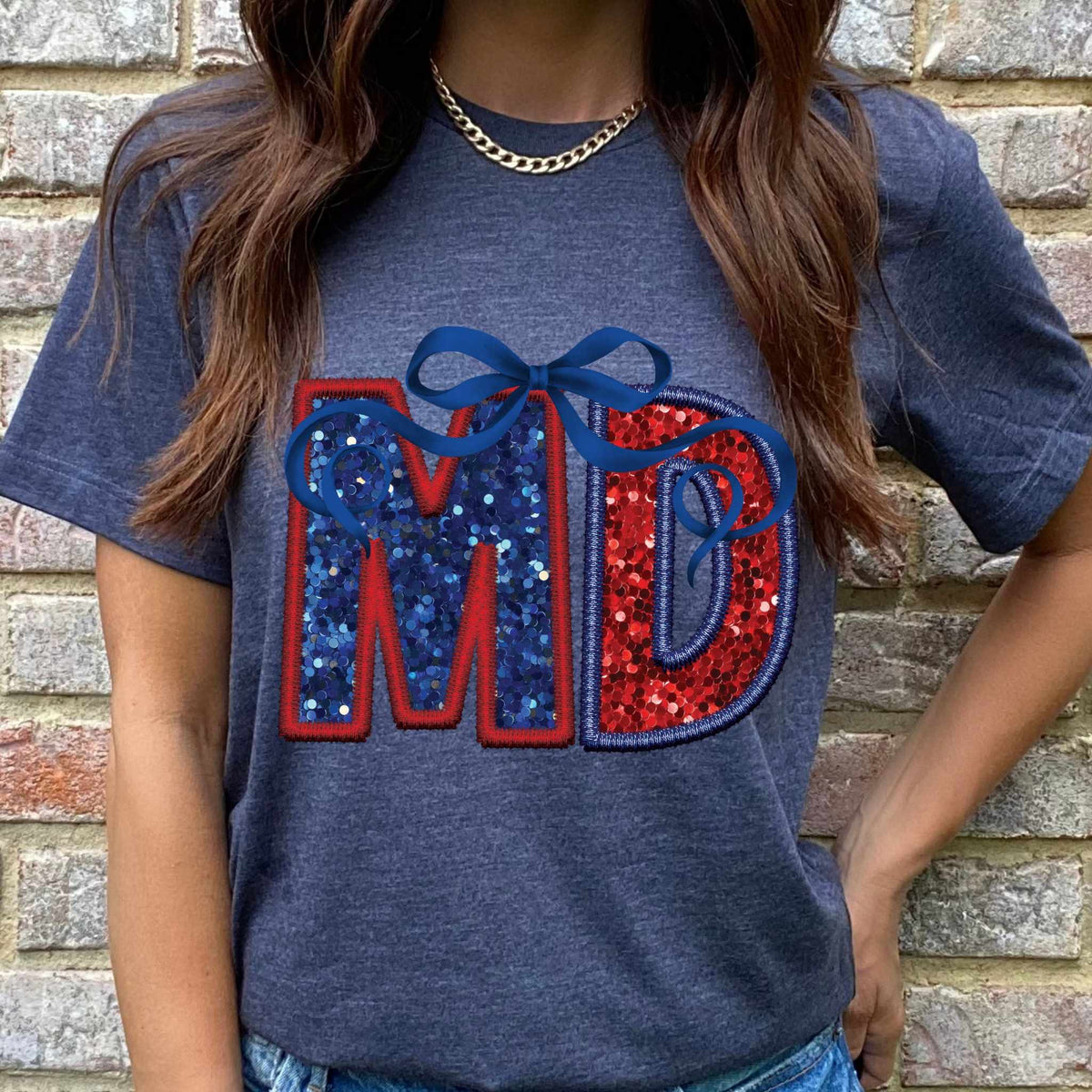 MD blue and red with bow 36130 DTF transfer