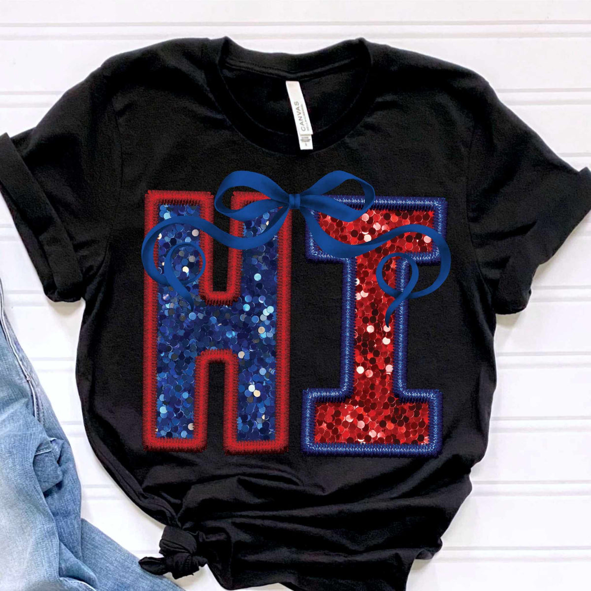 HI blue and red with bow 36129 DTF transfer
