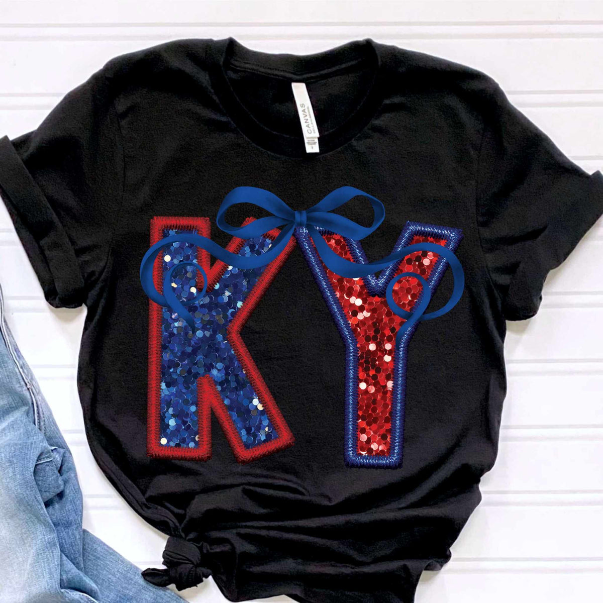KY blue and red with bow 36127 DTF transfer