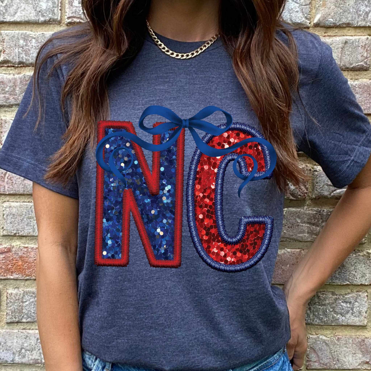 NC blue and red with bow 36122 DTF transfer