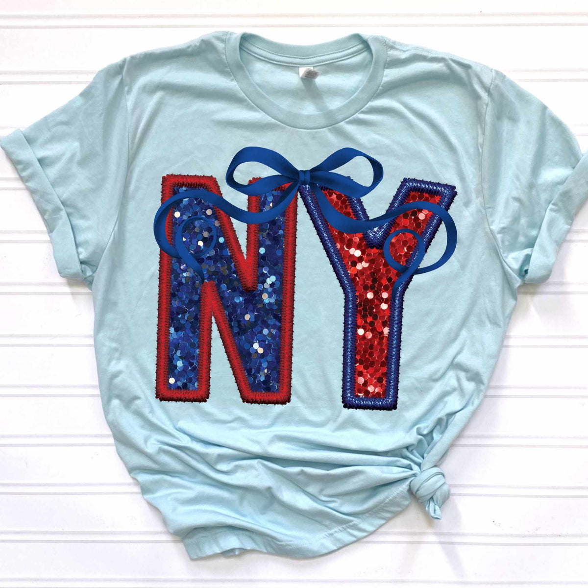 NY blue and red with bow 36118 DTF transfer