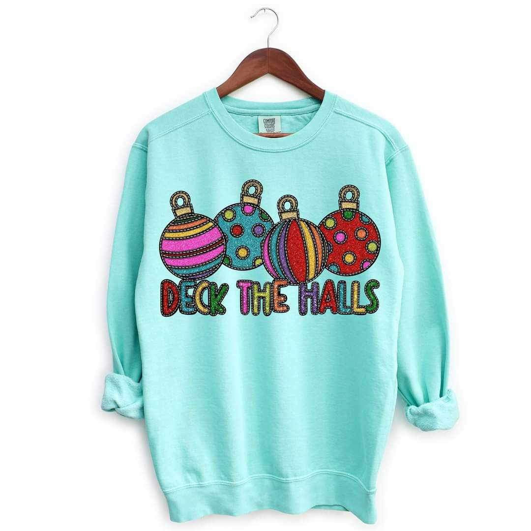 Deck the halls (multi color glitter ornaments) 16140 DTF Transfer