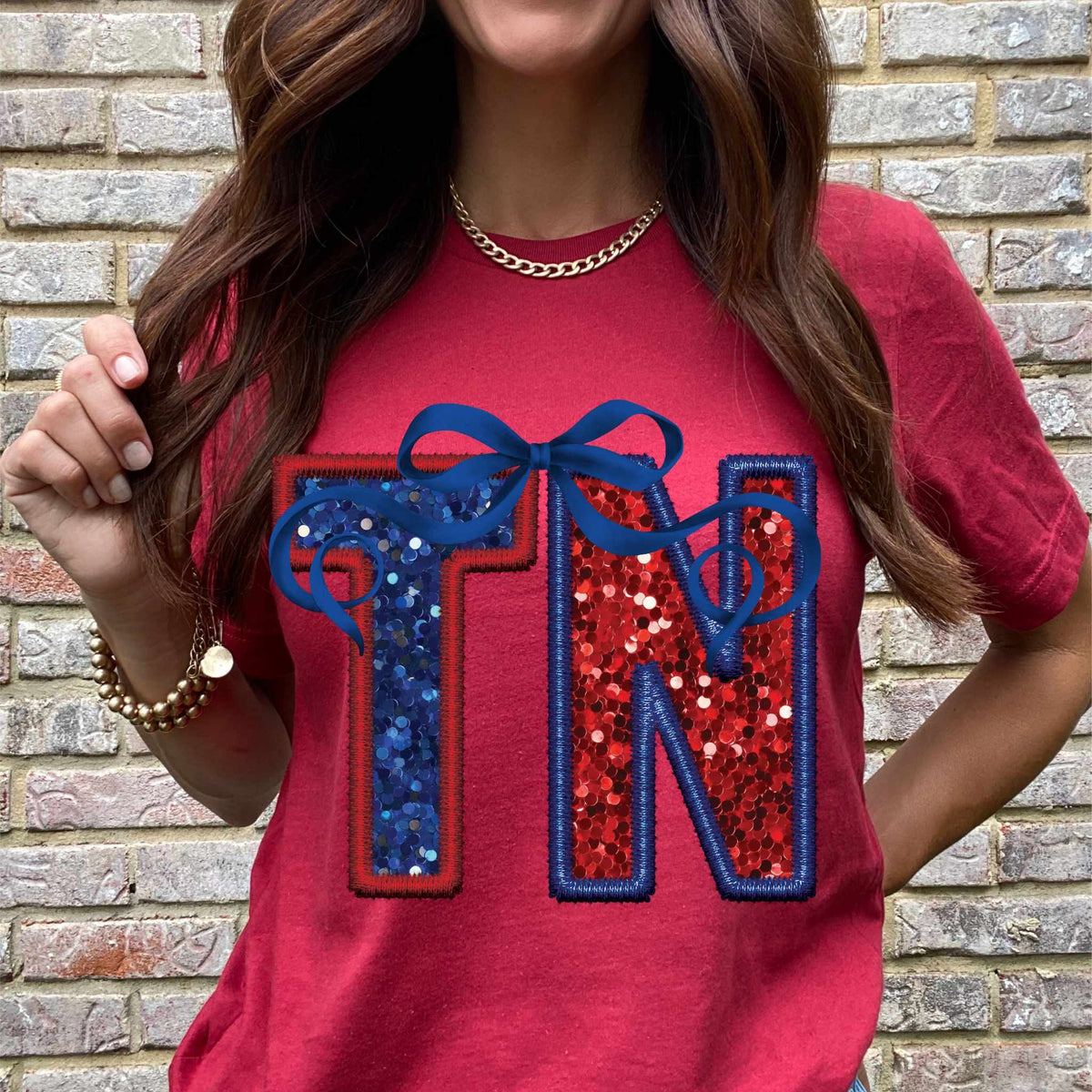 TN blue and red with bow 36116 DTF transfer
