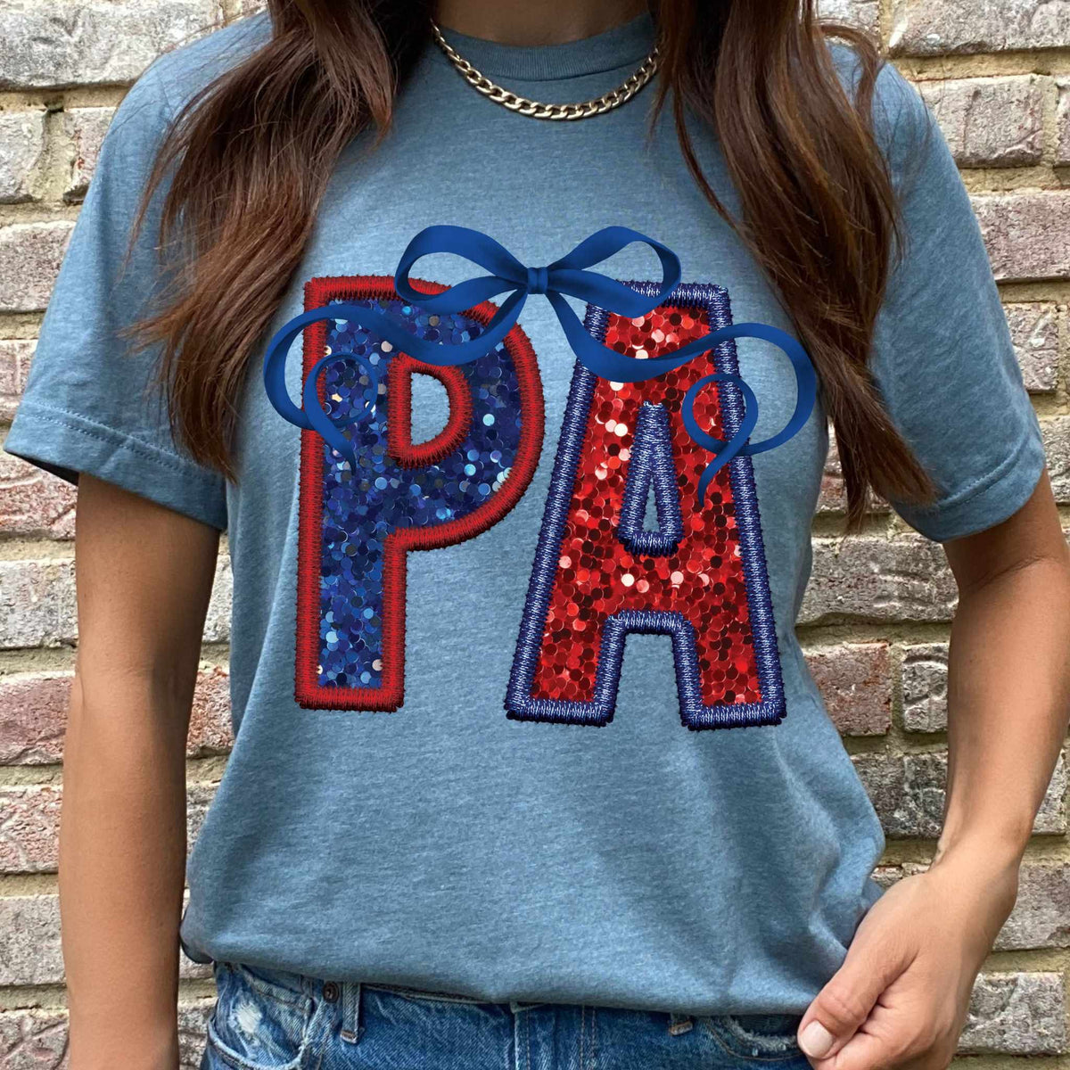 PA blue and red with bow 36115 DTF transfer