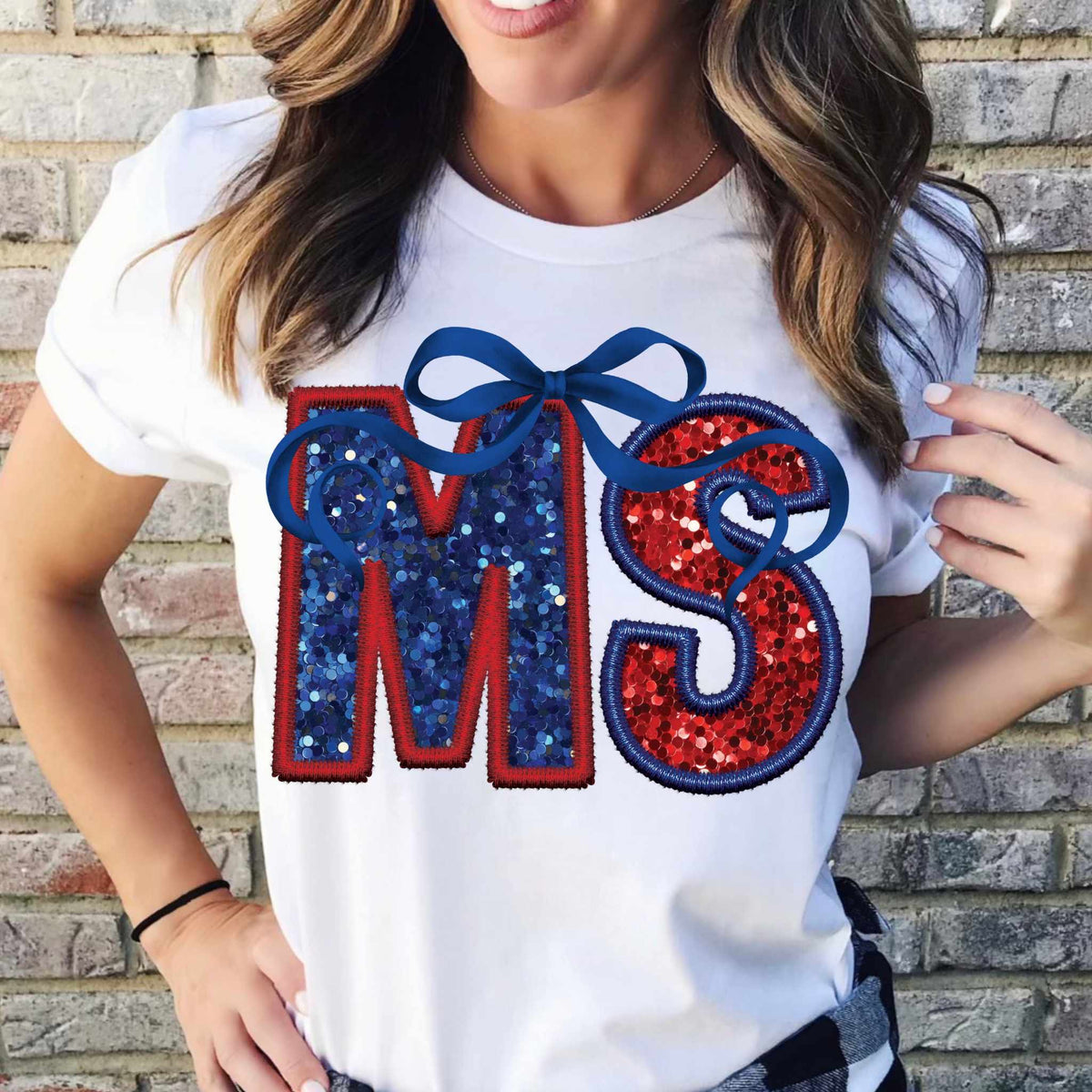 MS blue and red with bow 36113 DTF transfer