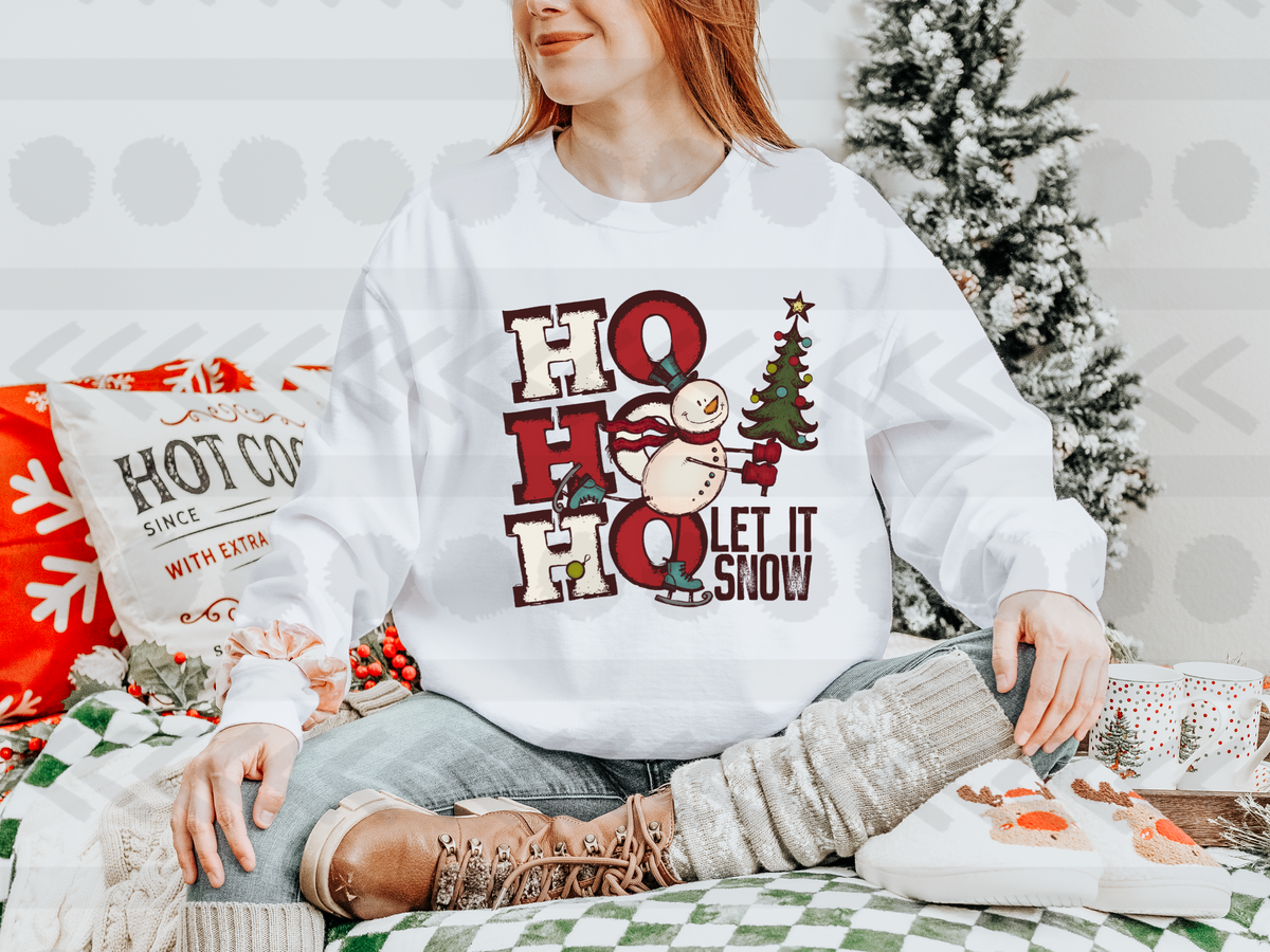 Ho Ho Ho let it snow (snowman and tree) 14135 DTF transfer