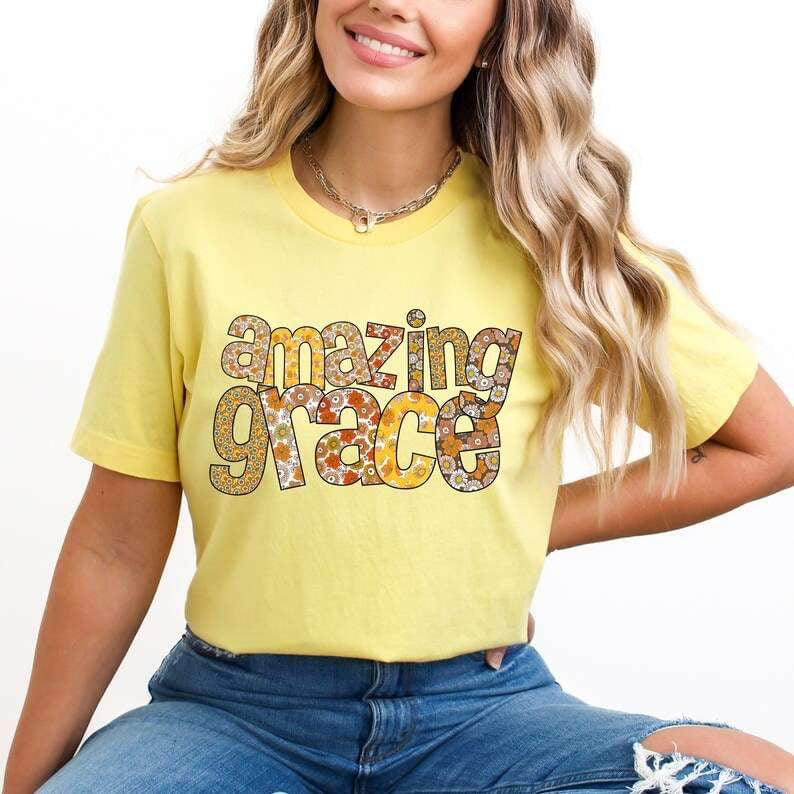 Amazing grace yellow florals 25989 DTF transfer