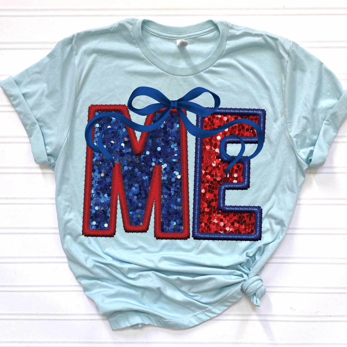 ME blue and red with bow 36112 DTF transfer