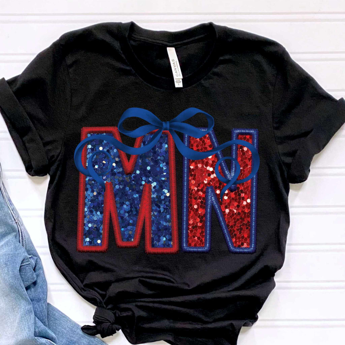 MN blue and red with bow 36111 DTF transfer