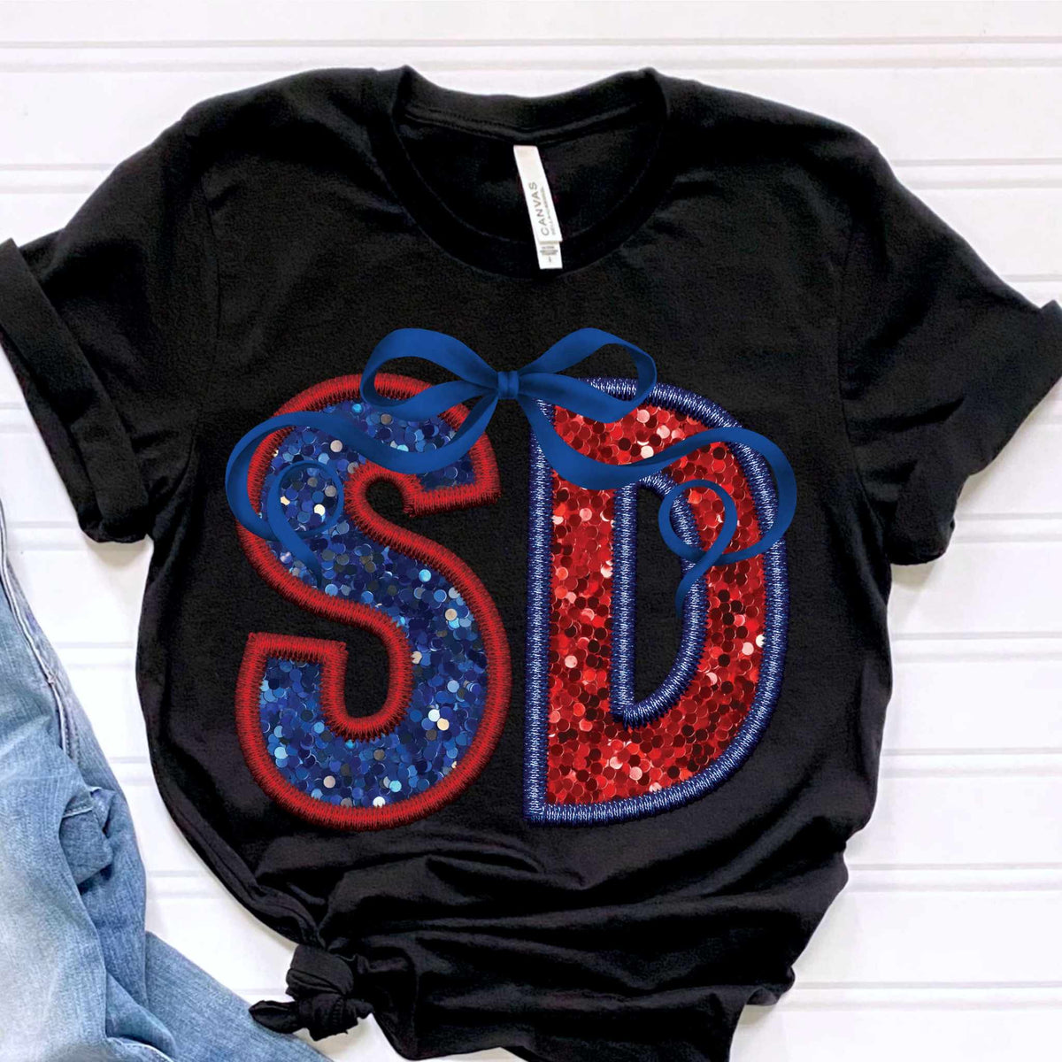 SD blue and red with bow 36109 DTF transfer