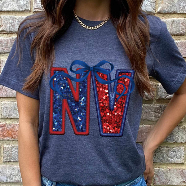 NY blue and red with bow 36107 DTF transfer