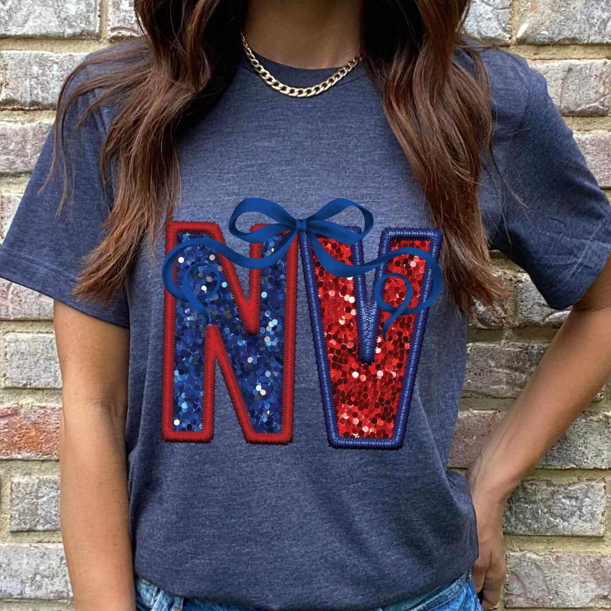 NY blue and red with bow 36107 DTF transfer