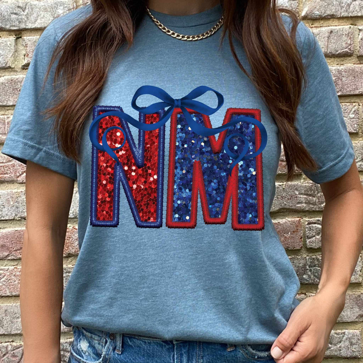 NM blue and red with bow 36106 DTF transfer