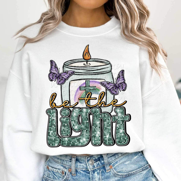 Be the light (Candle with cross and butterflies) 16133 DTF Transfer