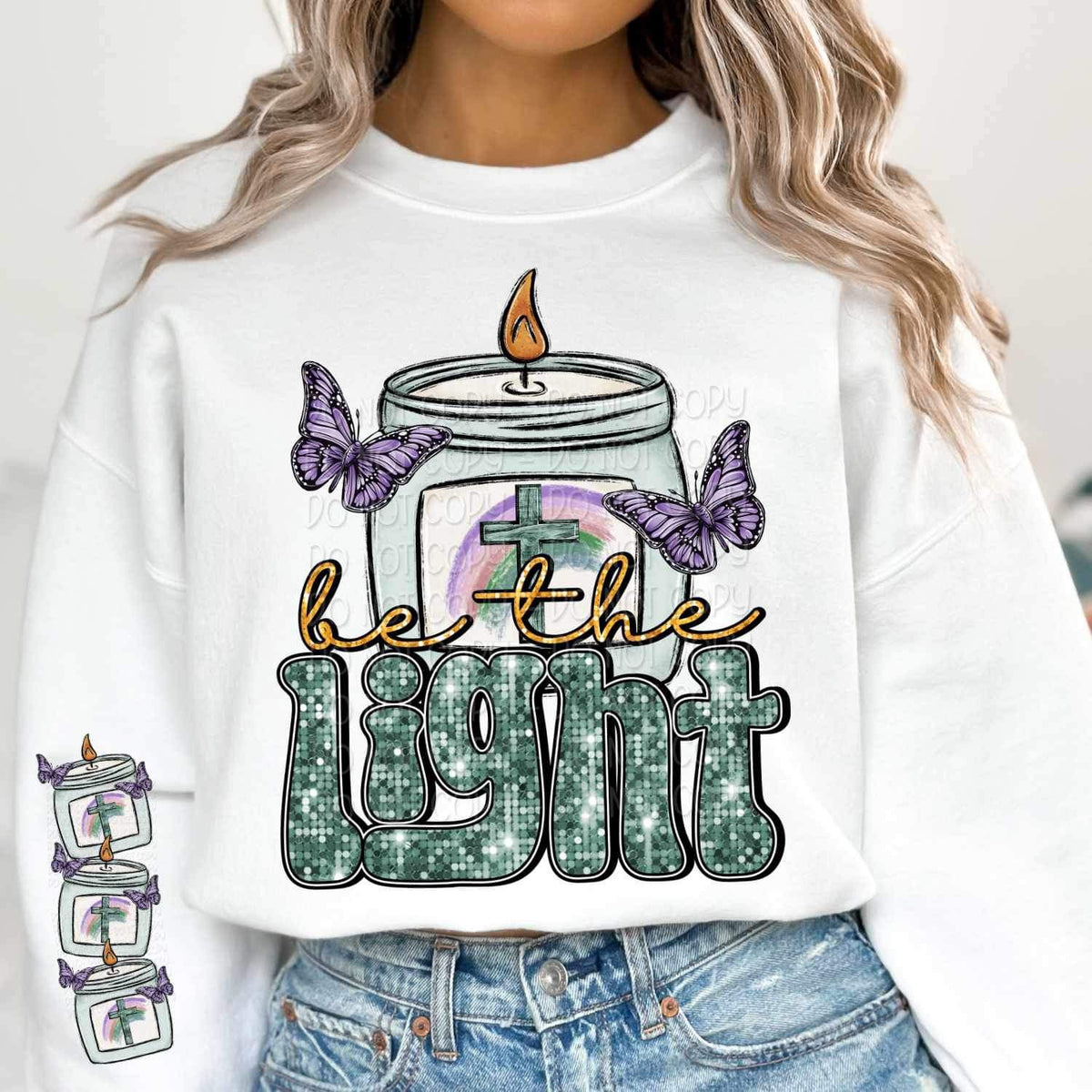 Candles with crosses and butterflies SLEEVE ONLY 16132 DTF Transfer