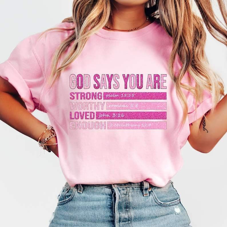 God says you are dark and light pink 25990 DTF transfer