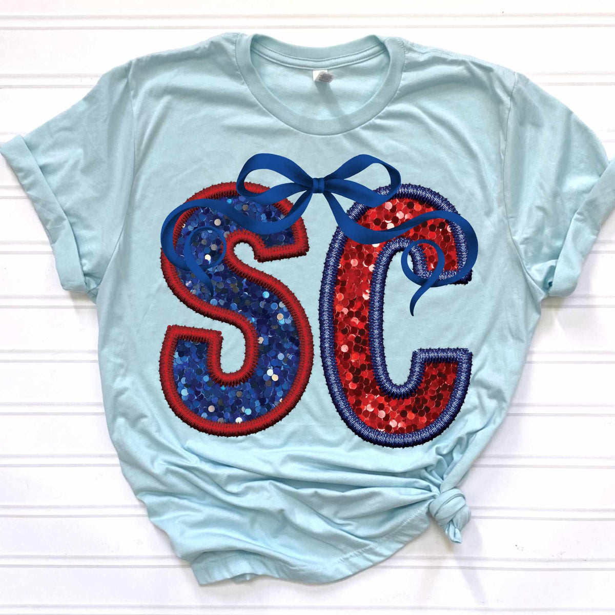 SC blue and red with bow 36097 DTF transfer