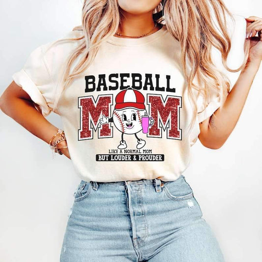 Baseball mom like a normal mom red glitter 25947 DTF transfer