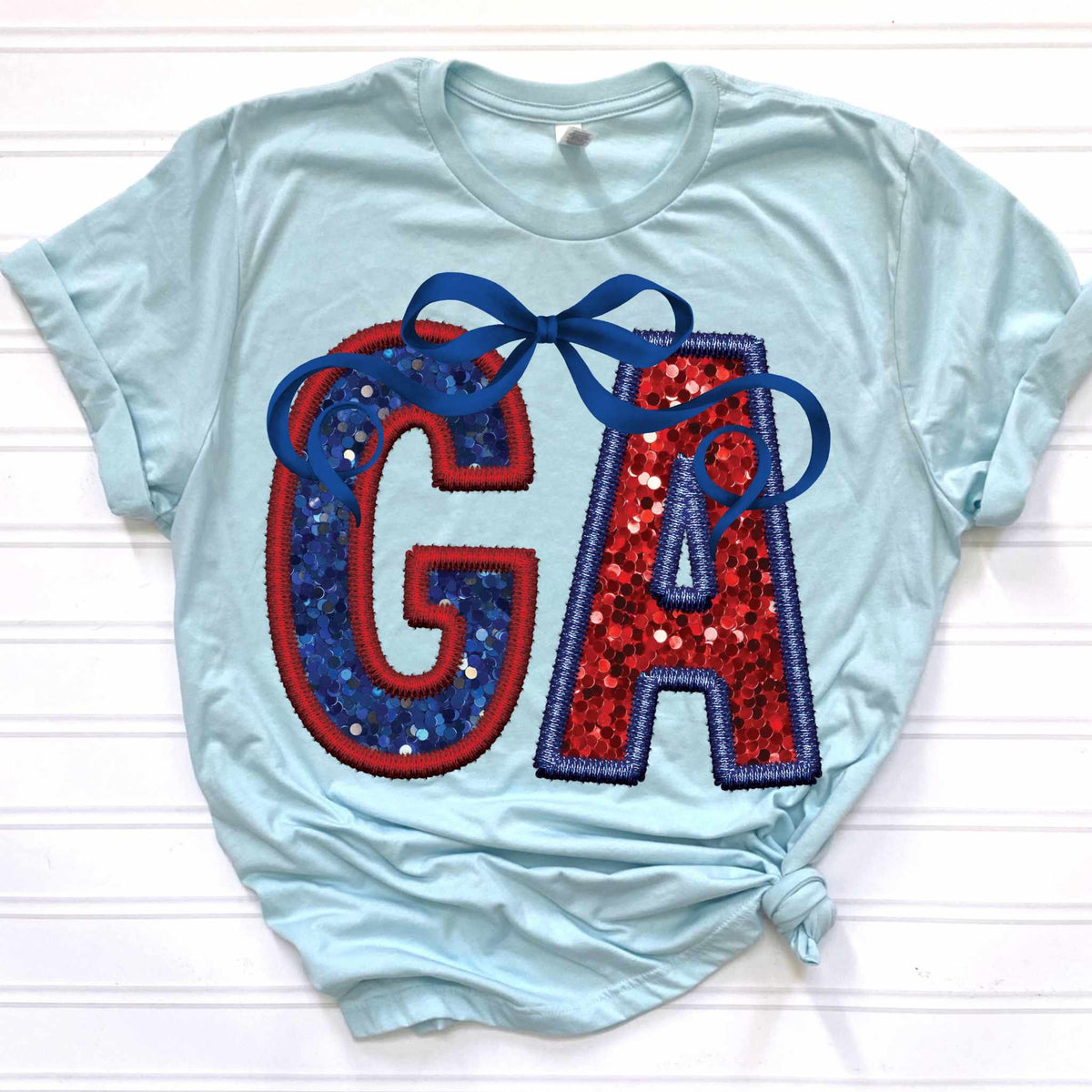 GA blue and red with bow 36095 DTF transfer