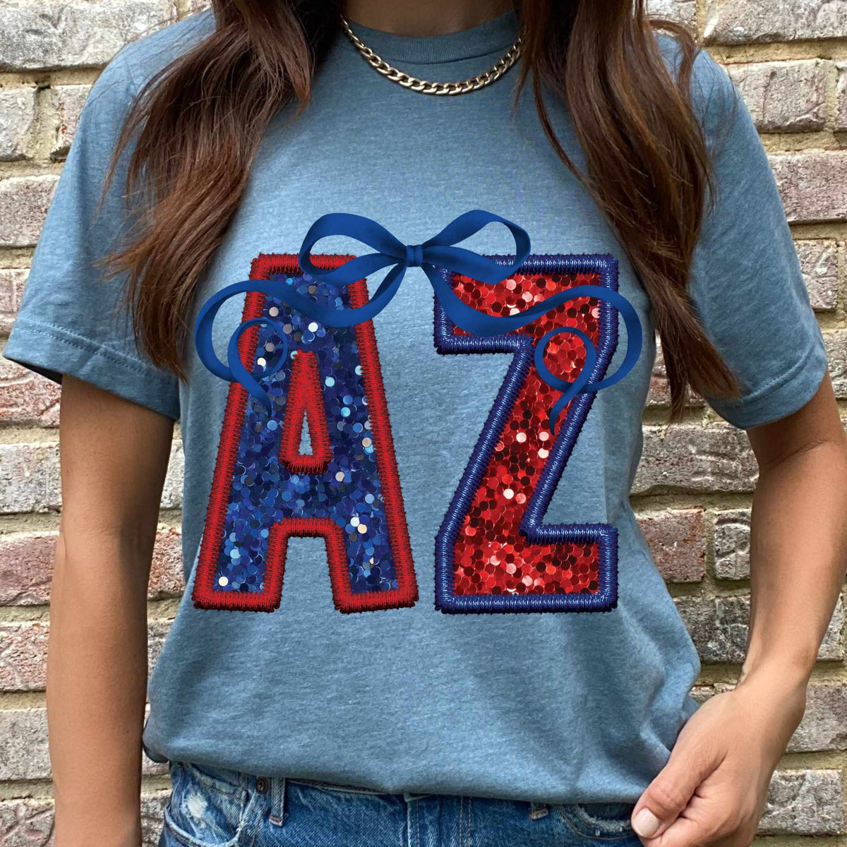 AZ blue and red with bow 36094 DTF transfer