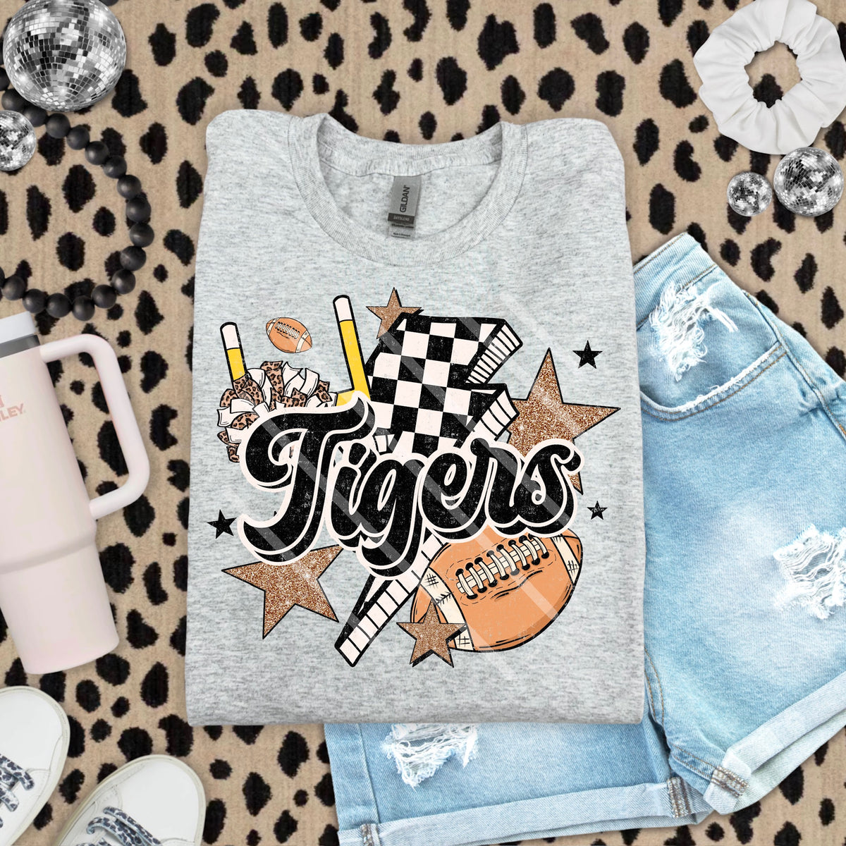 Tigers Football Mascot Checker Lightning Scarlow 110189 DTF transfer