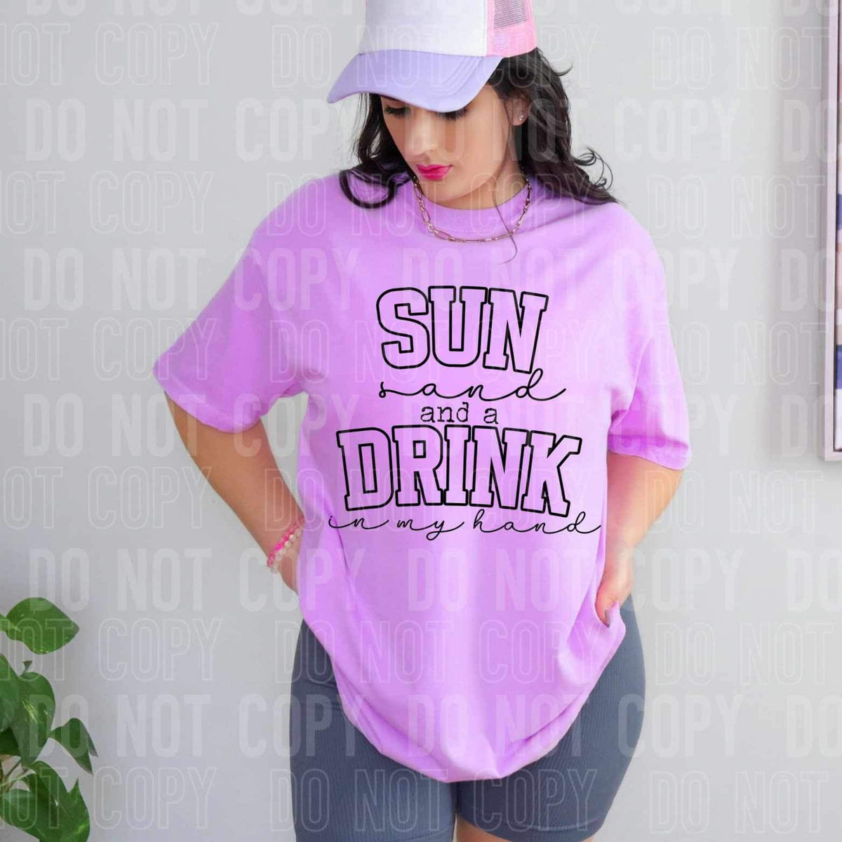 Sun sand and a drink in my hand BLACK 26052 DTF transfer