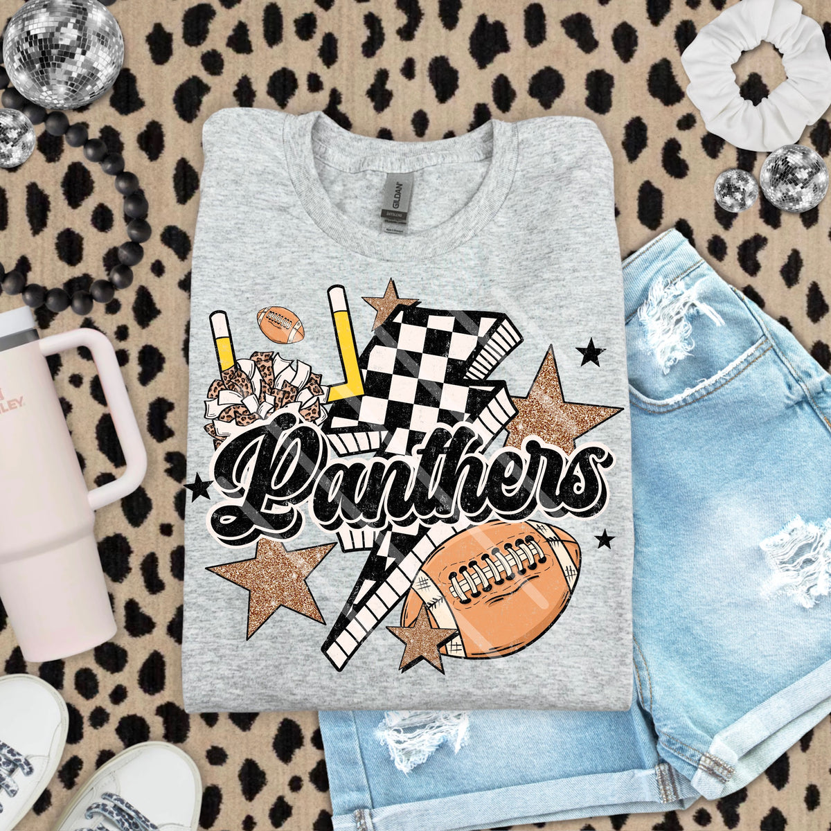 Panthers Football Mascot Checker Lightning Scarlow 110208 DTF transfer