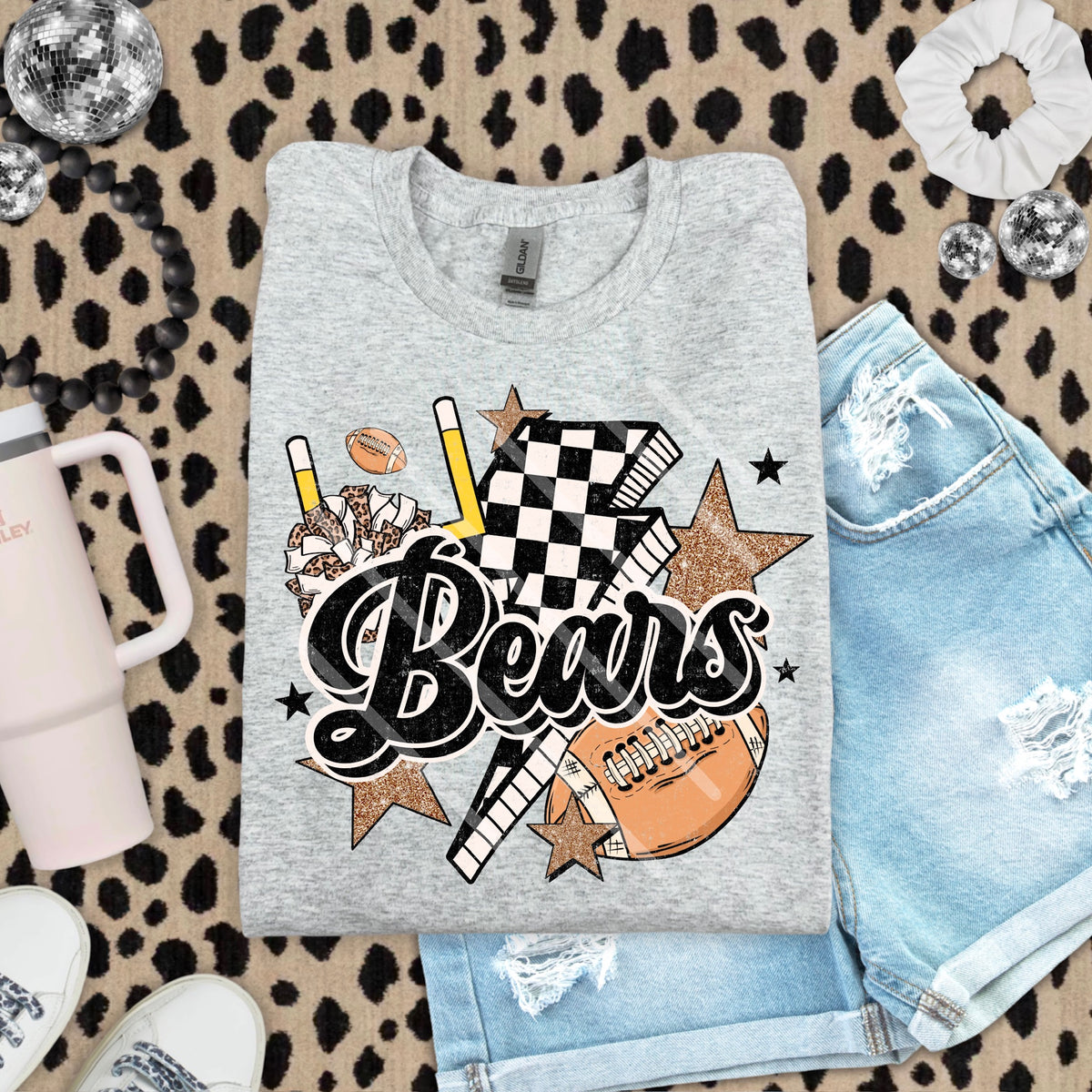 Bears Football Mascot Checker Lightning Scarlow 110207 DTF transfer