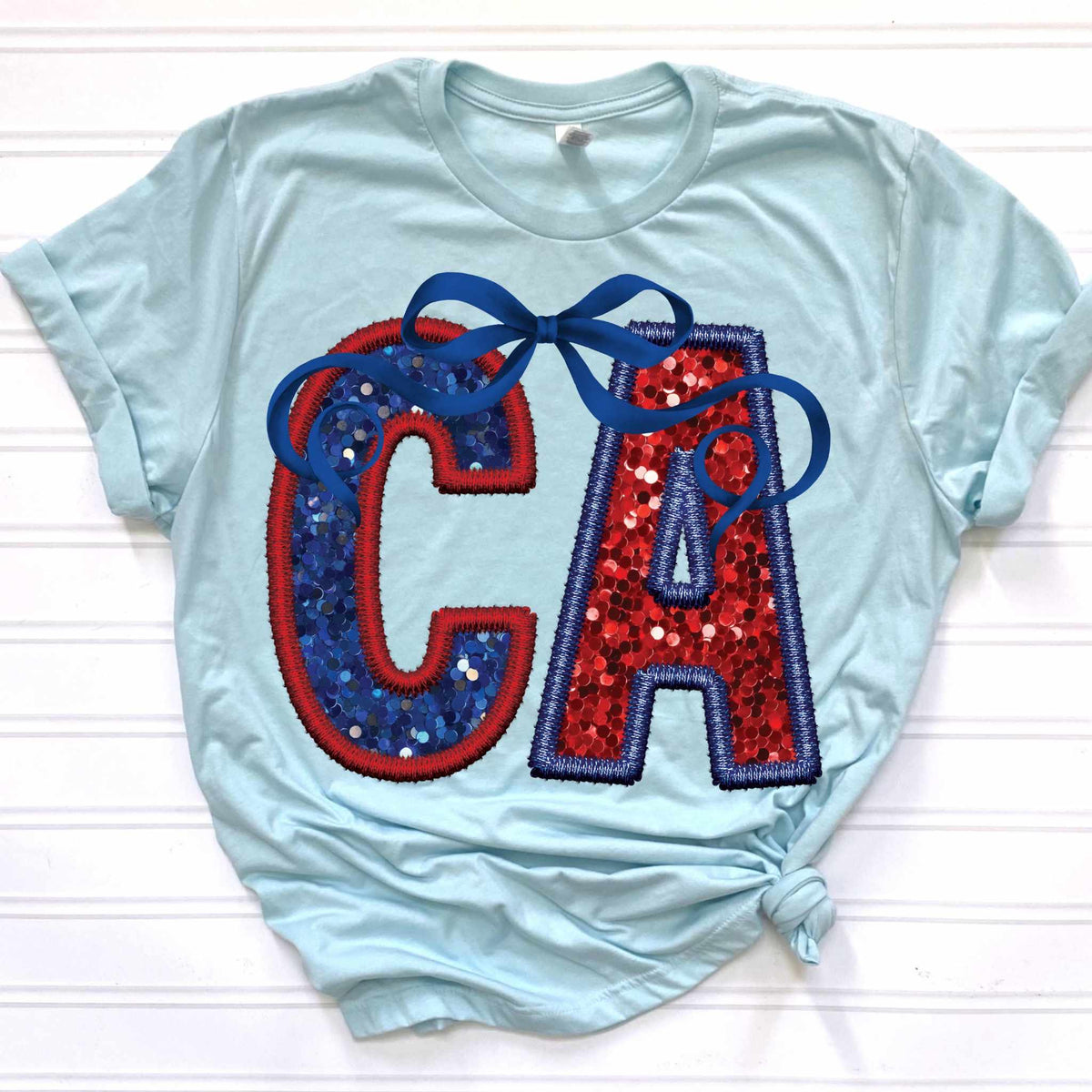 CA blue and red with bow 36088 DTF transfer