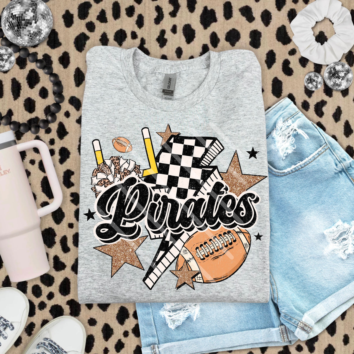 Pirates Football Mascot Checker Lightning Scarlow 110206 DTF transfer