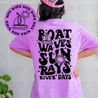 Boat waves sun rays river days BLACK FRONT 26040 DTF transfer