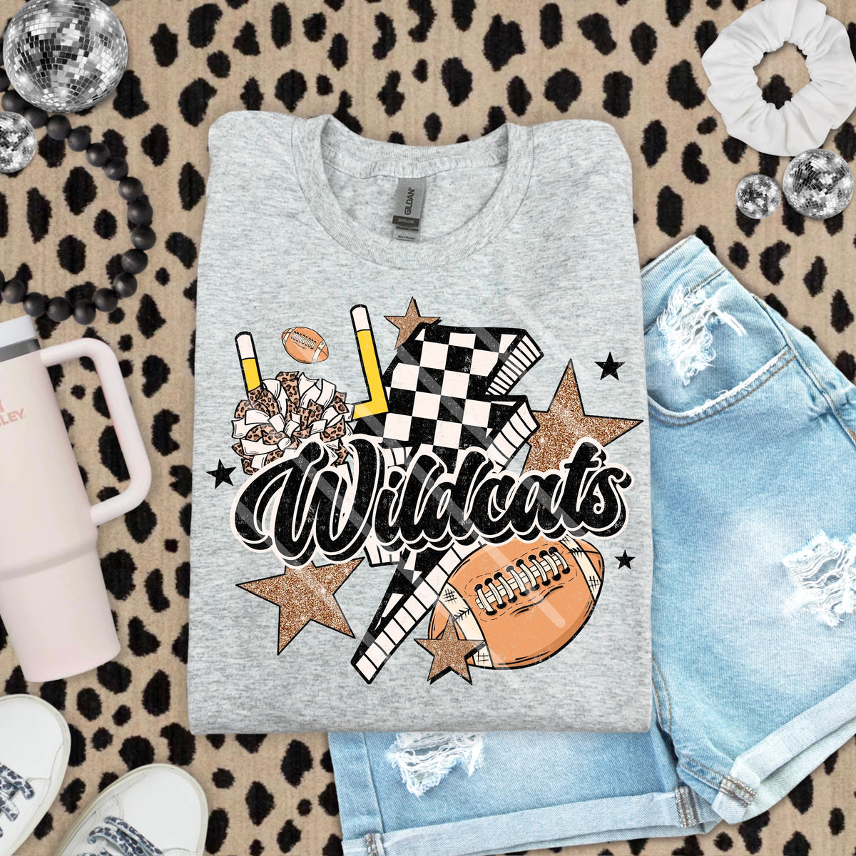 Wildcats Football Mascot Checker Lightning Scarlow 110204 DTF transfer