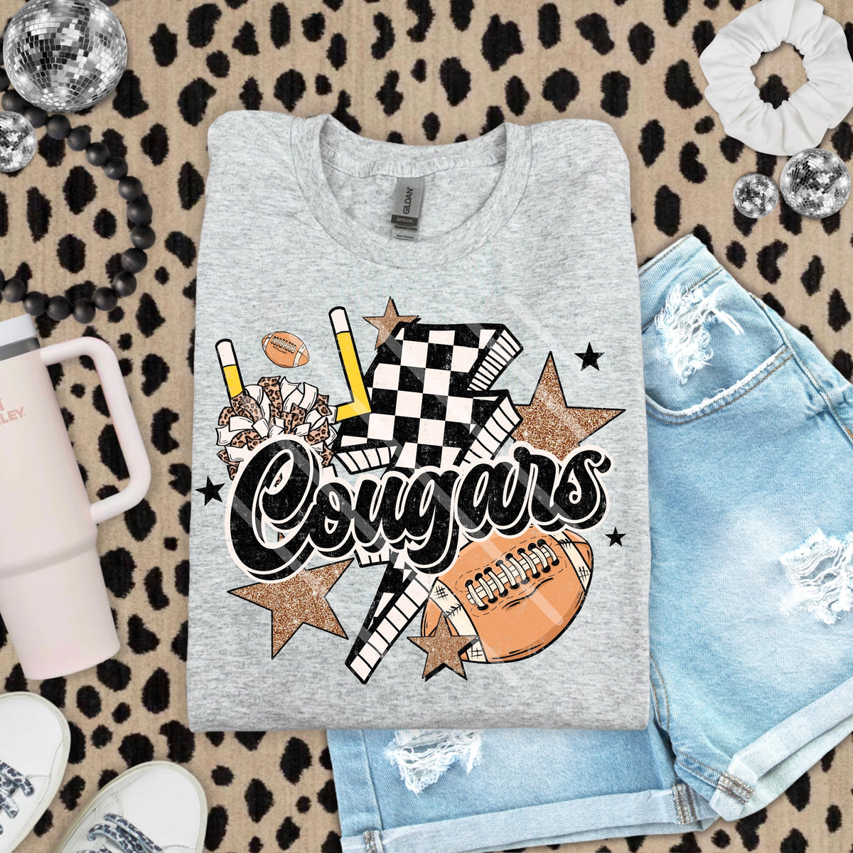 Cougars Football Mascot Checker Lightning Scarlow 110205 DTF transfer