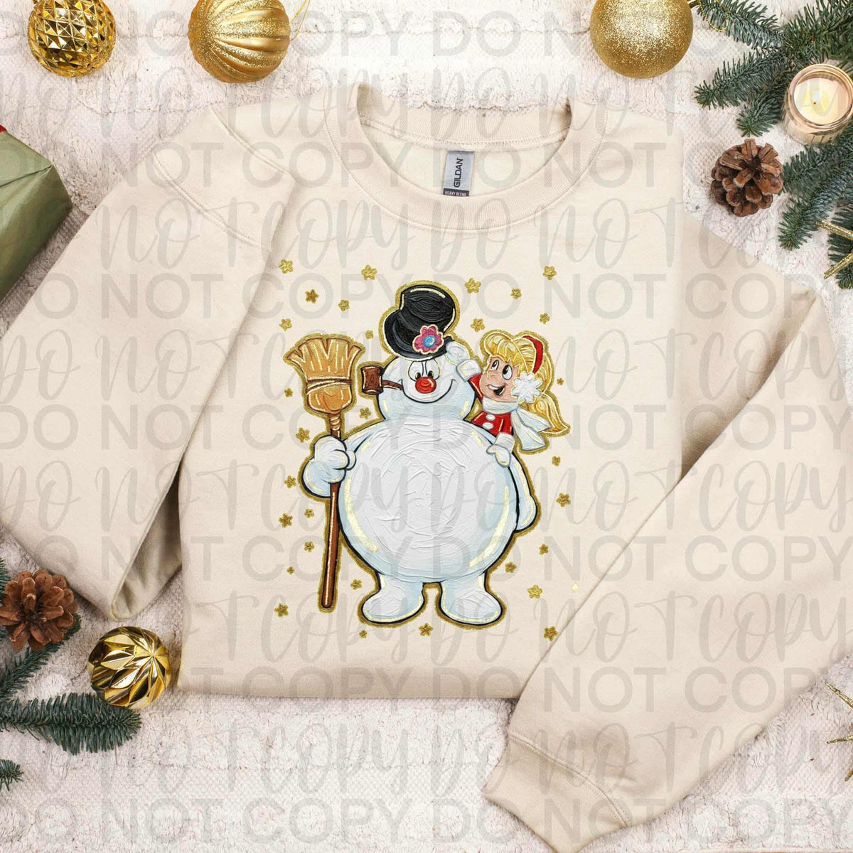 Faux Painted snowman (frost) (sweet starlight) DTF transfer